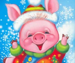 Красивые открытки с Новым Годом свиньи 2019